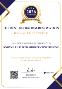 Knoxville Tub To Shower Conversions Receives 2026 Quality Business Award for Best Bathroom Renovation in Knoxville, TN