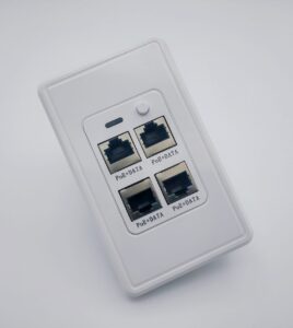 New APOEJK2-WH Active POE-Jack: 4-Port Gigabit In-Wall Switch for Simplified Network Cabling Deployments