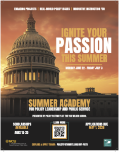 Policy Pathways and VCU’s Wilder School Announce 2026 Summer Academy for Policy Leadership and Public Service
